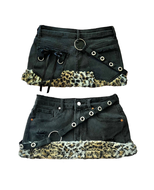 FUR TRIM MINI SKIRT